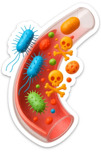 EMOJI STILE IPHONE 3D DI tossine e batteri che entrano in una vena umana E FALLO MOLTO REALISTICO IN 3D sticker