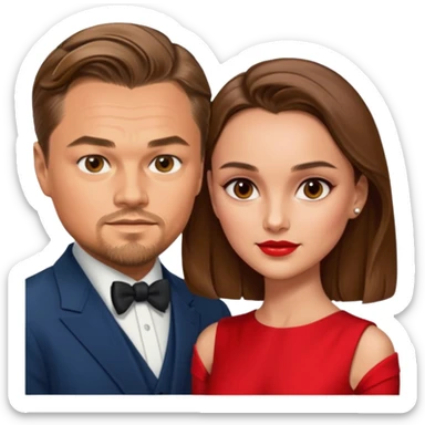 leonardo di caprio and Natalie Portman in a red dress sticker