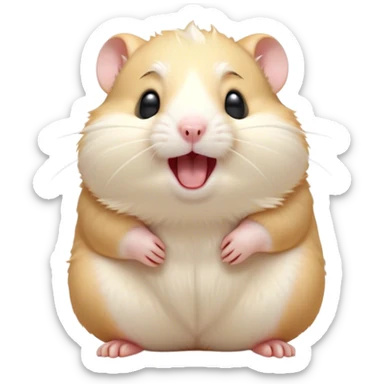 Cinematic Cute Yawning Cream Hamster Portrait Emoji, Head tilted slightly with a dramatic, wide-open yawn, showcasing a soft, pristine cream fur with tiny droopy ears, round dark eyes barely open in drowsy contentment, Simplified yet irresistibly adorable features, highly detailed, glowing with a soft, cozy glow, high shine, relaxed yet expressive, stylized with a touch of whimsy, bright and endearing, soft glowing outline, capturing the essence of a sleepy yet affectionate hamster, so drowsy it feels like it could stretch out of the screen and curl up for a nap! sticker