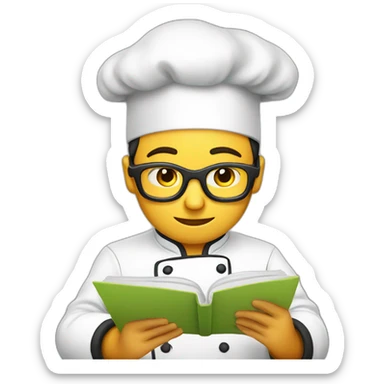 chef reading recipe book sticker