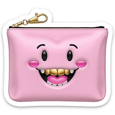 pink stoney clover lane rectangle pouch with shiny gold zipper teeth and a circle zipper puller  sticker