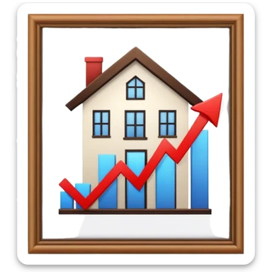 Stock market arrow going up behind the house sticker