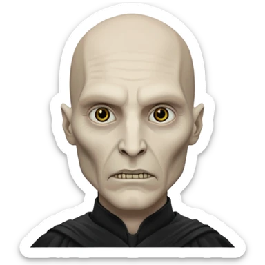 lord voldemort volto magro e di carnagione pallida senza il naso, sguardo cupo sticker