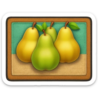 a doormat with four pears sticker