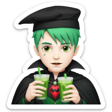 vampire men  green hair Drink holders with hat  sticker