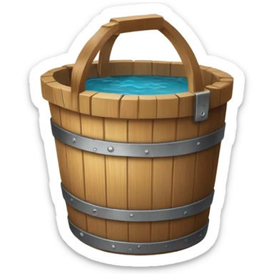 wooden bucket with water sticker
