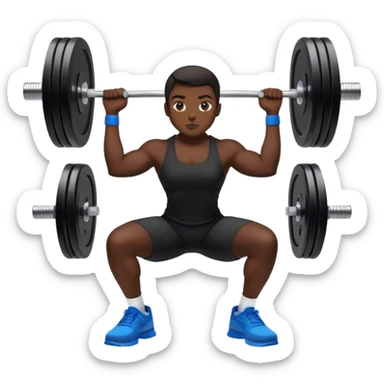 black clothes blue shoes barbell squats sticker