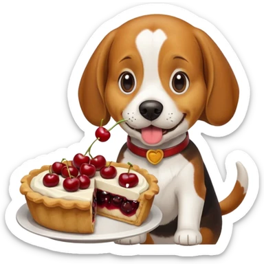 beagle eating a pie sticker