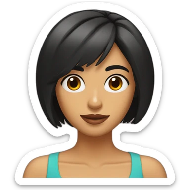 Chica morena con corte Bob y ojos achinados sticker