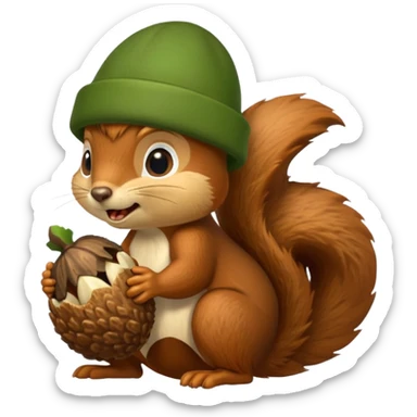 Squirrel bite giant acorn sticker