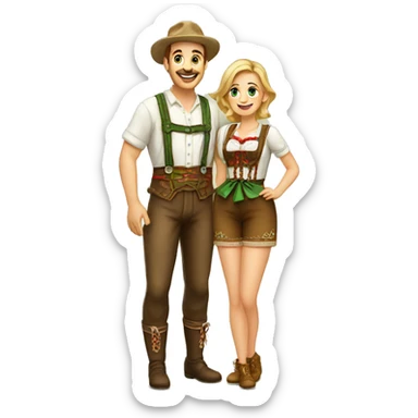 Austrian lederhosen couple sticker