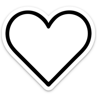 black outlined icon of a heart with white fill, purely symbolic, no text sticker