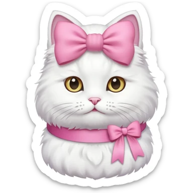 white cat with a pink bow sticker
