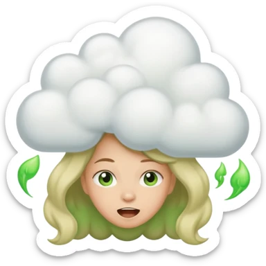 Girl farting green fart clouds sticker