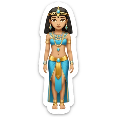 fullbody Cleopatra, high-detailed, realistic, front view, with golden jewelry sticker