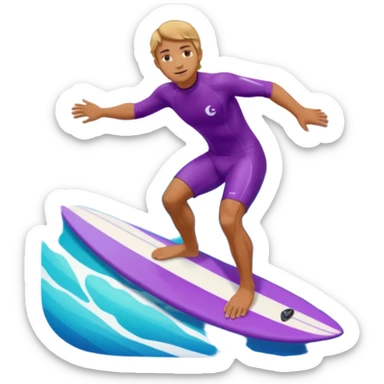 glitter surfer purple surf in wave ocean cian sticker