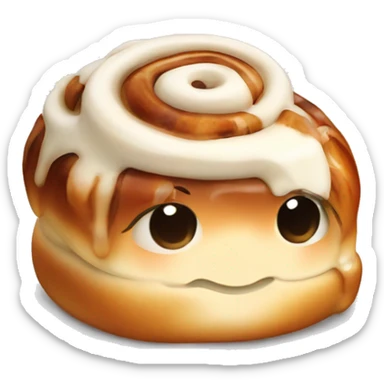 cute cinnamon bun with melting cream sticker