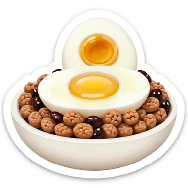 steamed ground pork with raisins, sliced boiled egg sticker