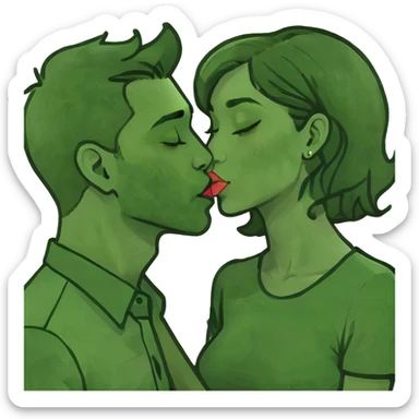 girl kissing a boy  sticker