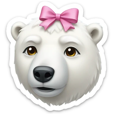 Polar bear with pink bow in his hair sticker