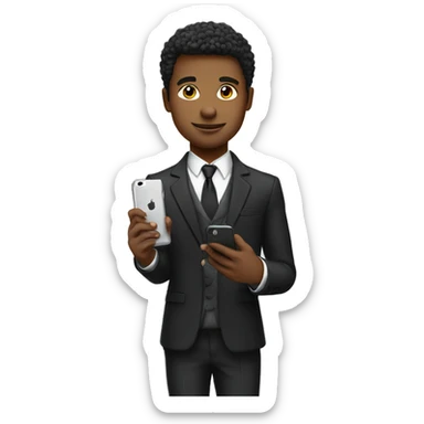 stylish young man in formal wear holding iPhone sticker