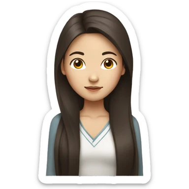wasian girl with long brown hair sticker
