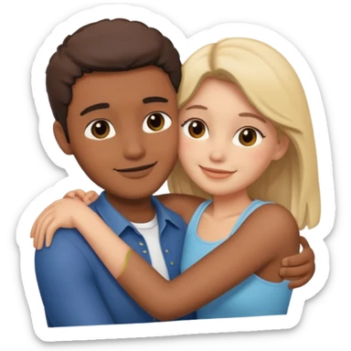 Couple hugs polaroid sticker