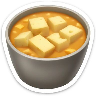 Soup with cubes of cheese and potato inside  sticker