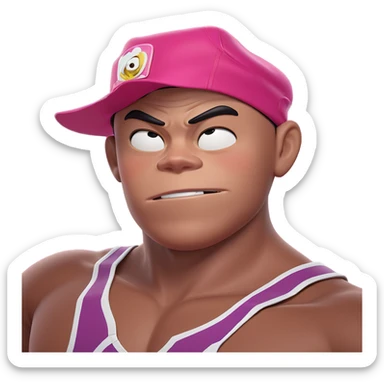 boy in hat against pink sticker