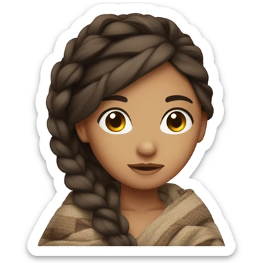 Brunette with a side braid and blanket wrapped around her  sticker