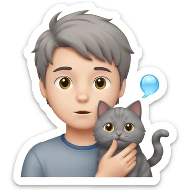 a boy blow hair for a cat sticker