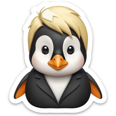 Pingüino con cabello  rubio estilo cool  sticker