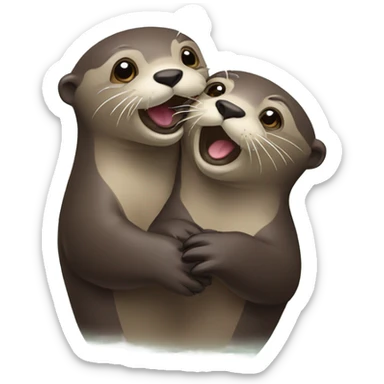 Two otters love sticker
