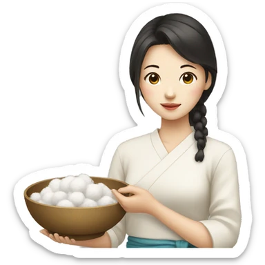 Chinese girl holding a bowl of cotton sticker