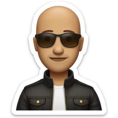bald man with sunglasses , stubble, and leather jacket sticker
