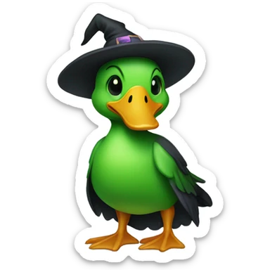 a witch green cute duck sticker