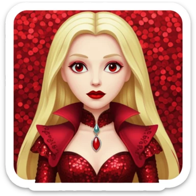 Countess Dracula from Universal Monsters with long blonde hair, dark red sequin outfit sticker