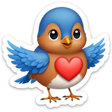 Little robin red blue black heart  sticker
