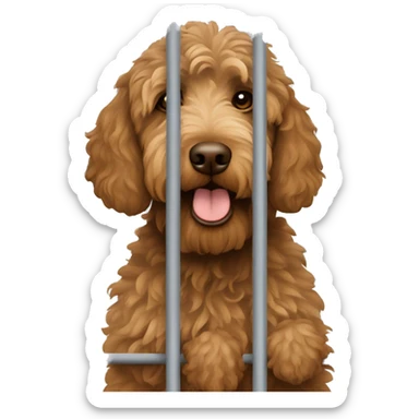 Brown labradoodle in jail behind bars sticker