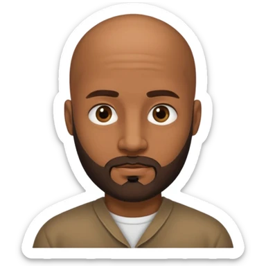 Hombre marrón pelado con barba y ojos negros sticker