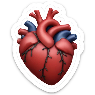 Black anatomically correct heart  sticker