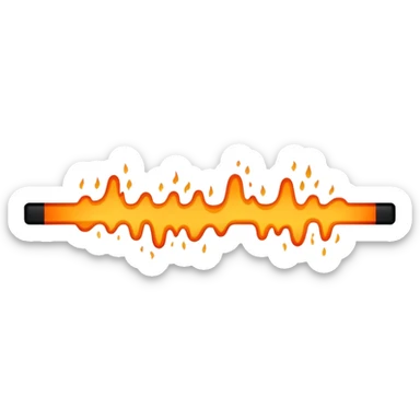 Give me a straight long horizontal burning orange line surrounded with black borders. Cool anime sticker
