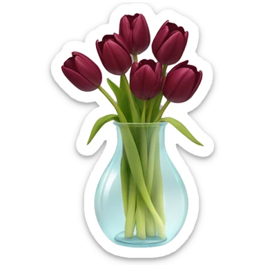 Burgundy tulips in glass vase  sticker