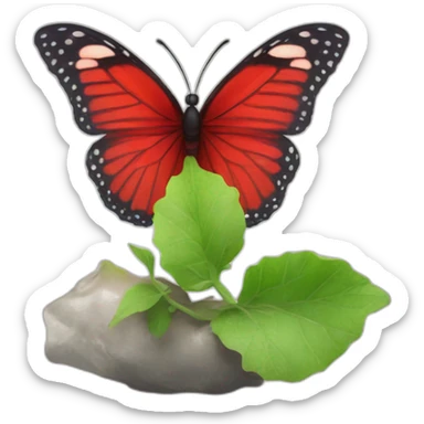 red butterfly breaking out of crysalis sticker