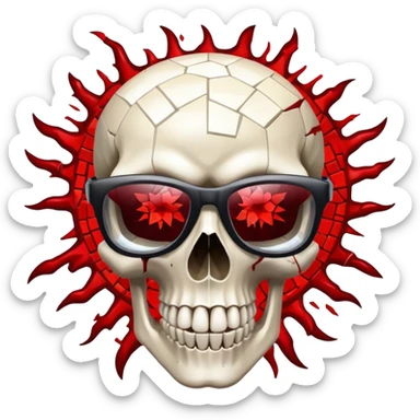 a skull wearing mosaic eyewear, head exploding sticker