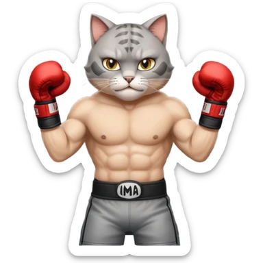 cat doing MMA fighting sticker
