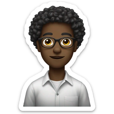 Black kid with specs and curly hair and jawline  sticker