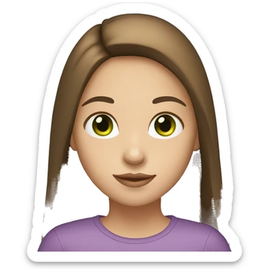 Girl with long, straight brown hair, green eyes, light skin. sticker