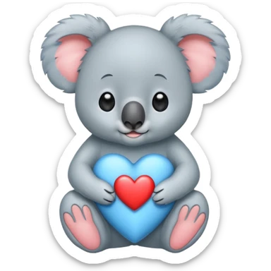 Baby cute koala with a heart blue sticker