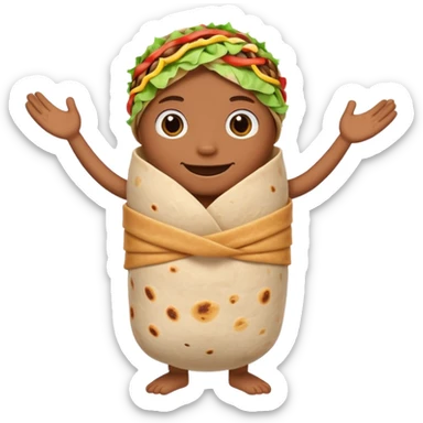 A burrito with arms and legs sticker